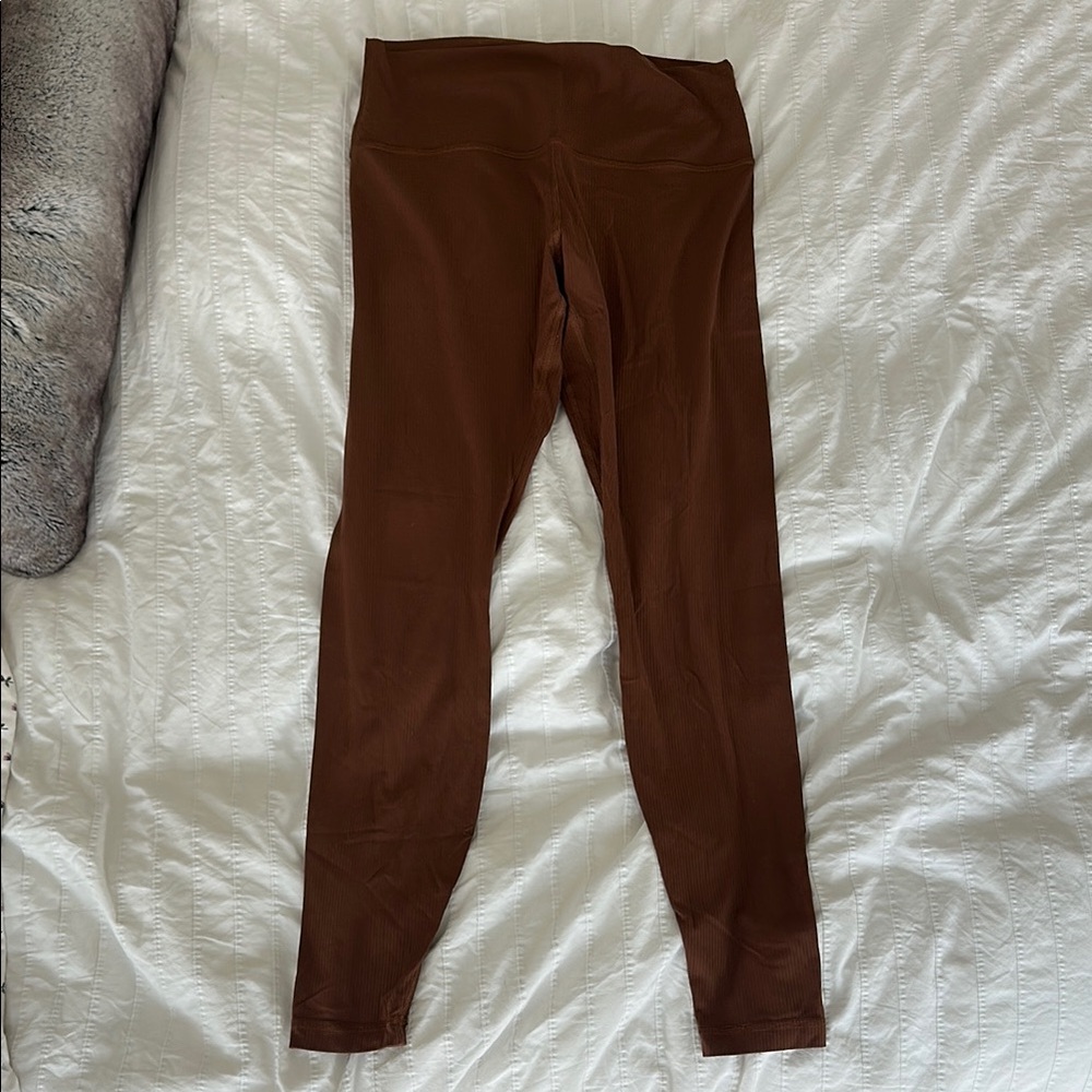 lululemon athletica Brown Ribbed Leggings Sleek Stretchy Fit